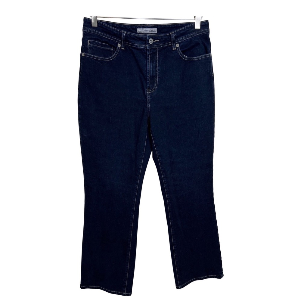 Chico's Platinum Straight Leg Jeans Women Size 1 Short Dark Wash Indigo F09